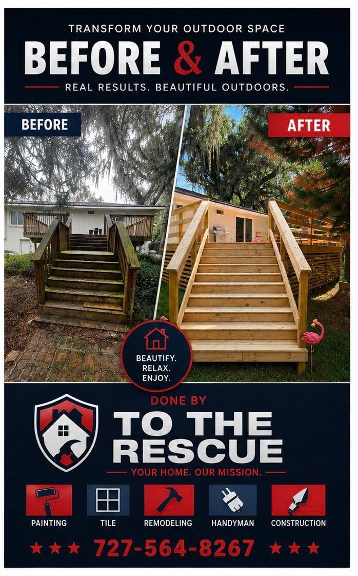 Before and after contractor work by To The Rescue LLC Florida