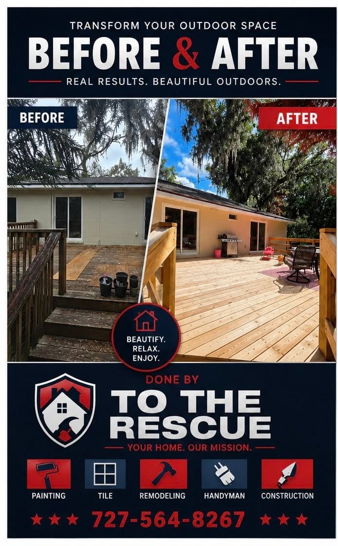 Before and after home renovation by To The Rescue LLC