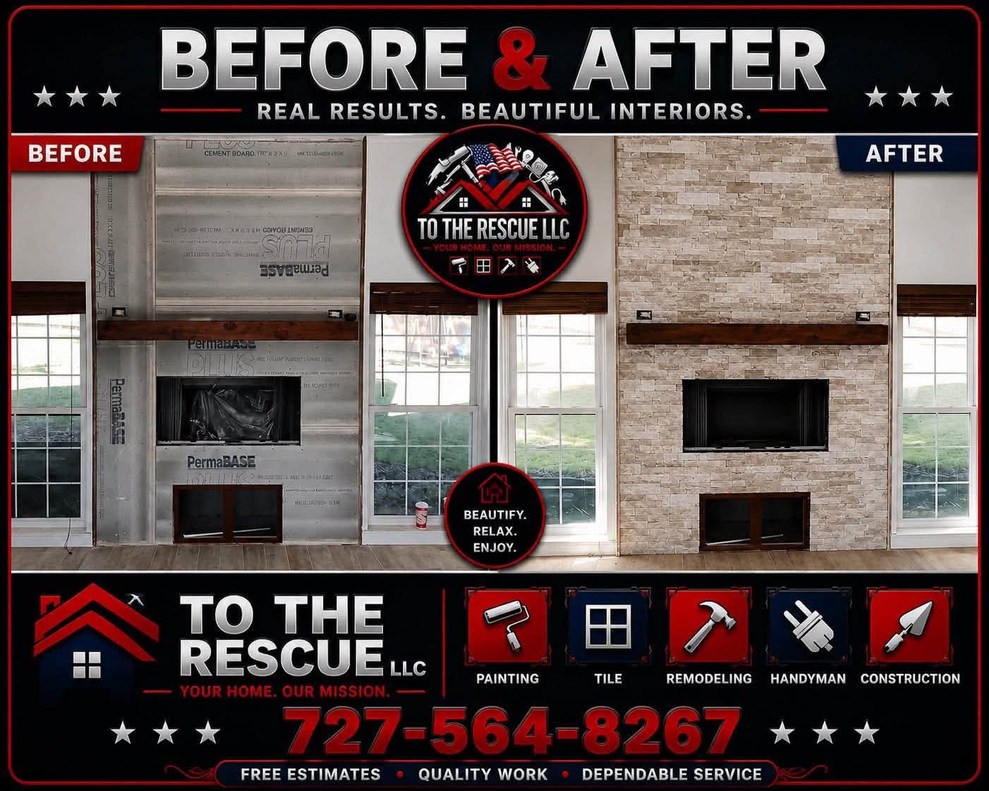 Before and after home renovation by To The Rescue LLC in Brooksville FL